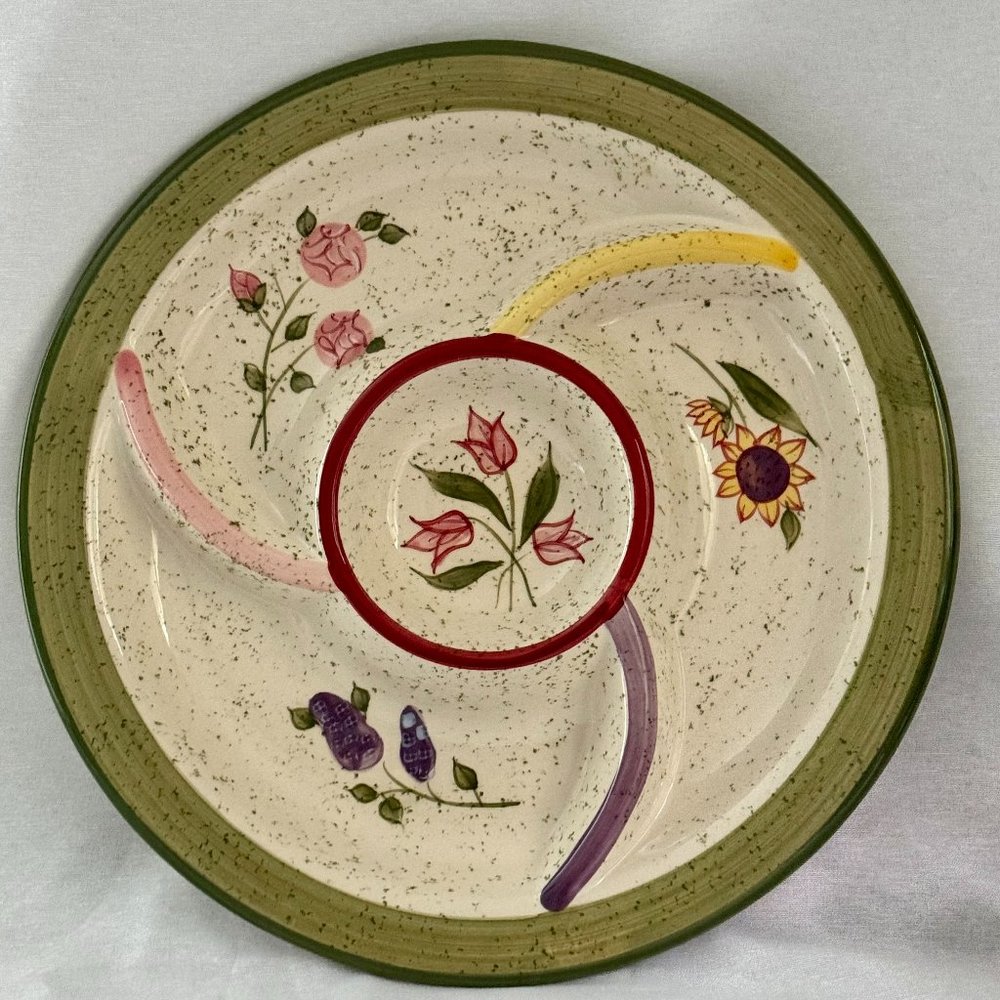 Floral Contemporary Glass Serving Dish